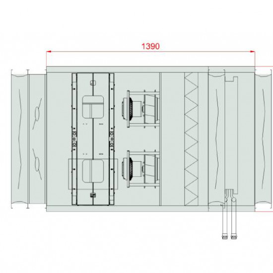 VENTUS Supply and exhaust floor mounted unit VVS021c FRVH-FVR, Airflow: 1500m³/h, EP: 300Pa
