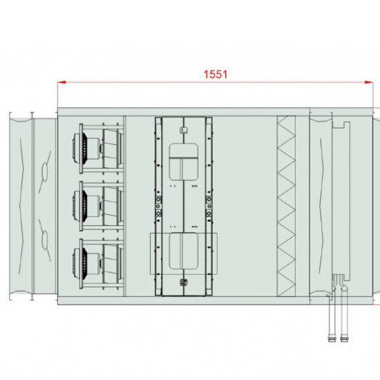 VENTUS Supply and exhaust floor mounted unit VVS030c FRVH-FRV, Airflow: 2500m³/h, EP: 300Pa