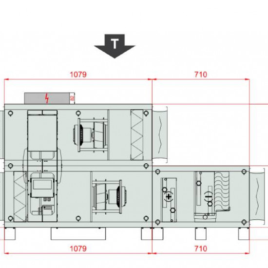 VENTUS Supply and exhaust floor mounted unit VVS021c FRVHC-FVR, Airflow: 2730m³/h, EP: 300Pa