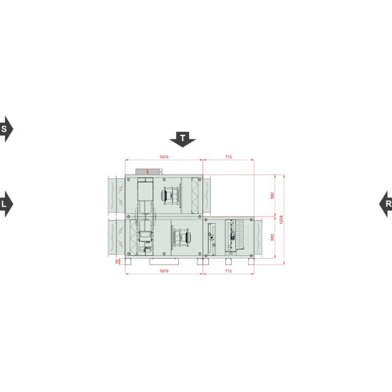 VENTUS Supply and exhaust floor mounted unit VVS040c FRVHC-FVR, Airflow: 5150m³/h, EP: 300Pa